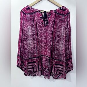 Lucky Brand Red and Black Women's Top